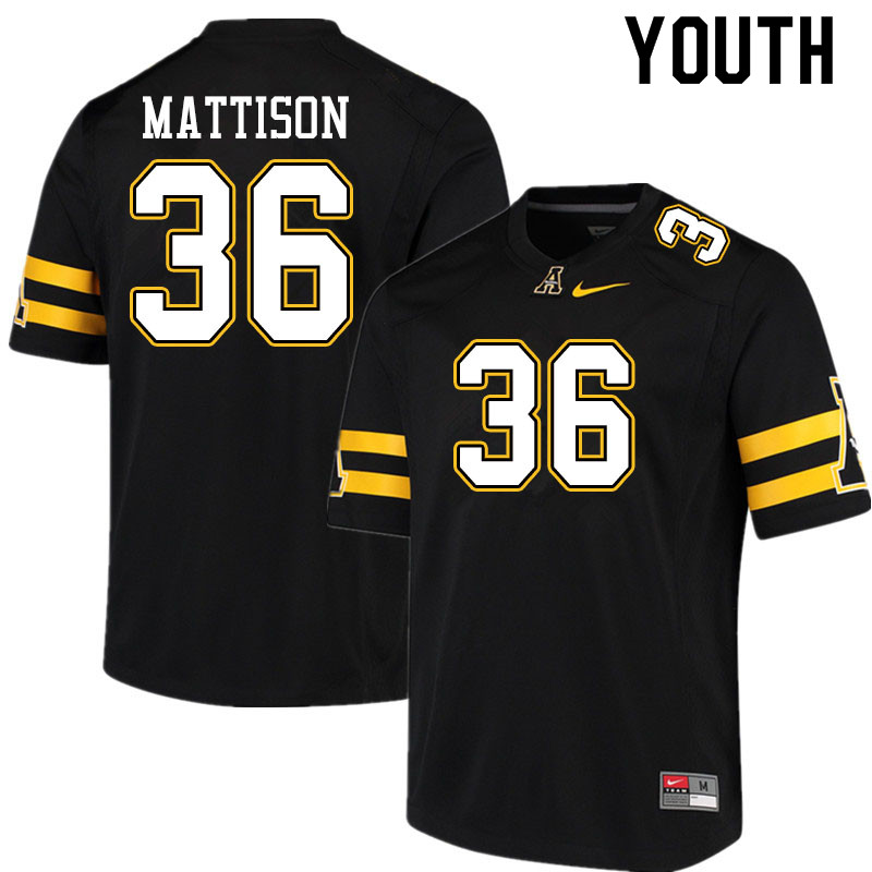 Youth #36 Brock Mattison Appalachian State Mountaineers College Football Jerseys Sale-Black - Click Image to Close